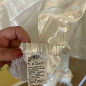 White Bridal Pajamas with Feathers; Size XL